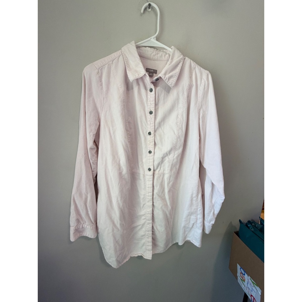 J.Jill Womens Pink Fine Wale Corduroy Button Down Shirt Size M 122236